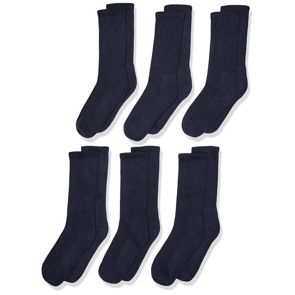 Jefferies Socks Little Boy's Seamless Half Cushion Sport Crew Socks 6 Pair Pack, Navy, Medium