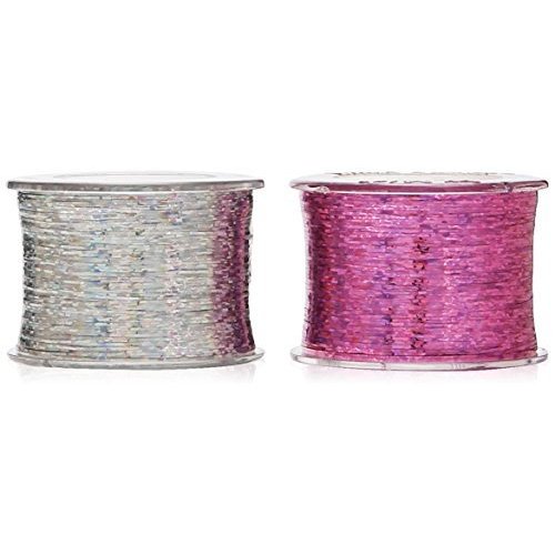 Mia Bling String, Hair Tinsel, Sparkly Hair Extensions on Spools, 500 Feet, 10 clips, for Women, Hair Stylists and Girls - Hologram Pink and Silver