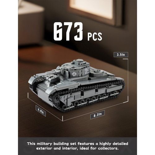 SVIOKODX Neubaufahrzeug Tank，WW2 Army Tank Building Set，Military Model Kit for Adults，Moc Building Blocks and Engineering Toy，Collectibles Gift for Teen Boy Military Fans