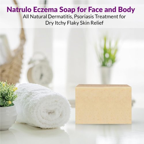 Eczema Soap Bar for Face and Body – All Natural Dermatitis, Psoriasis Treatment for Dry Itchy Flaky Skin Relief – Gentle Detoxifying, Healing, Anti-Itch, Cleansing Skincare Remedy – Eczema Soap Bar