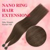 MY-LADY Nano Bead Hair Extensions Human Hair Nano Hair Extensions Human Hair Nano Ring Hair Extensions Real Human Hair 16 Inch 50 Strands 50 Gram Dark Brown