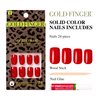 Gold Finger Full Cover False Nails Kit with Glue, Solid Color, Ready to Wear Gel, Medium, Long Length Nails (Holding U)