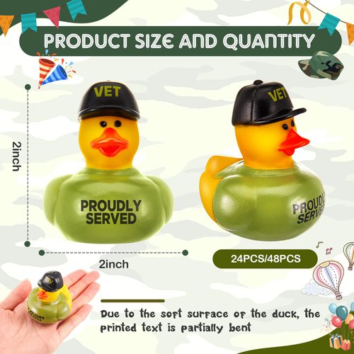 DEEKIN 24 Pcs Veteran Ducks Veteran Forces Memorial Rubber Ducks Army Military Rubber Ducks Military Party Favors Cute Duck for Veteran Forces Gifts, Party Decorations