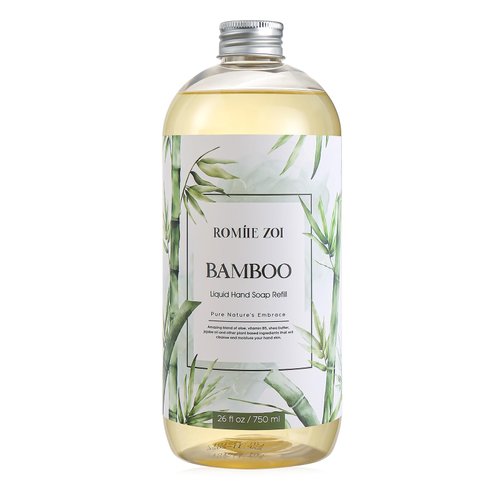 ROMIIE ZOI Liquid Hand Soap Refill,Bamboo,Gentle & Moisturizing Formula for Home & Kitchen, 750ML/26 FL OZ