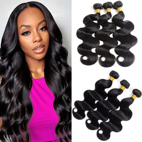 Silaiya 12A Human Hair Bundles Body Wave 18 20 22 Inch 3 Bundles Human Hair 100% Unprocessed Brazilian Virgin Hair Bundles Deals Human Hair Weave Bundles Human Hair Extension For Women Natural Color