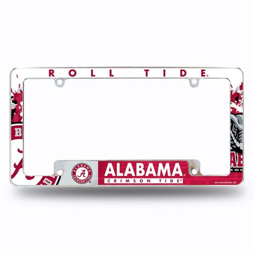 Rico Alabama Crimson Tide (Set of 2) Chrome Metal License Plate Frames with Bold Full Frame Design