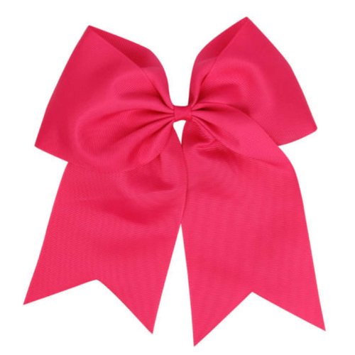 Cheer Bows Hot Pink Cheerleading Softball - Gifts for Girls and Women Team Bow with Ponytail Holder Complete your Cheerleader Outfit Uniform Strong Hair Ties Bands Elastics by Kenz Laurenz (1)