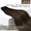 Sunny Sew in Hair Extensions Real Human Hair Brown Weft Hair Extensions Human Hair Balayage Dark Brown Ombre Medium Brown Sew in Extensions Human Hair Weft Thick Hair Sew in Bundles 16inch 100g