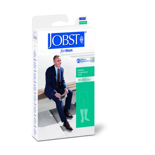JOBST for Men Knee High Closed Toe Compression Stockings, High Quality, Extra Firm Legware for All Day Comfort for Males, with Odor Control Technology, Compression Class- 30-51