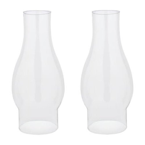 Ciata Oil Lamp, Glass, Victorian Hurricane Chimney Lamp Globe Replacement, 8-1/2 Inch Handblown Clear Glass Chimney Lamp Shade with 3 Inch Fitter and 4 Inch Bulge - 2 Pack