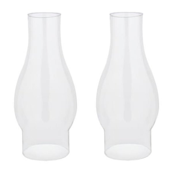 Ciata Oil Lamp, Glass, Victorian Hurricane Chimney Lamp Globe Replacement, 8-1/2 Inch Handblown Clear Glass Chimney Lamp Shade with 3 Inch Fitter and 4 Inch Bulge - 2 Pack