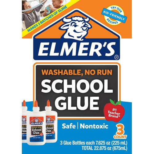Elmer's Liquid School Glue, White, Washable, 7.625 Ounces, 3 Count Slime Kit