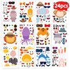 24 Pcs Make Your Own Animal Sticker Sheets for Kids, 2 Sheets 12 Animals Stickers with Safaris, Sea Animals Face Stickers for Kids Toddlers Crafts Activities Gift Bags Birthday Party Favors Supplies