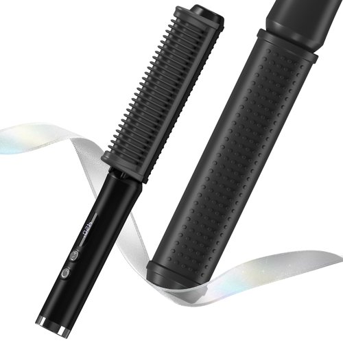 Hair Straightener Brush, Negative Ion Hair Straightening Comb Brush,Electric Hot Brush, Fast Heating,10 Temp Settings & Auto-Off,Anti-Scald & LED Screen,Gift for Woman,for Home or Travel (Black)