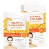 Skin 2.0 Vitamin C and Collagen Sheet Face Mask - Reduce Wrinkles & Age Spots, Moisturize, Hydrating Sheet Mask - Korean Skin Care - All Skin Types - 5 Masks