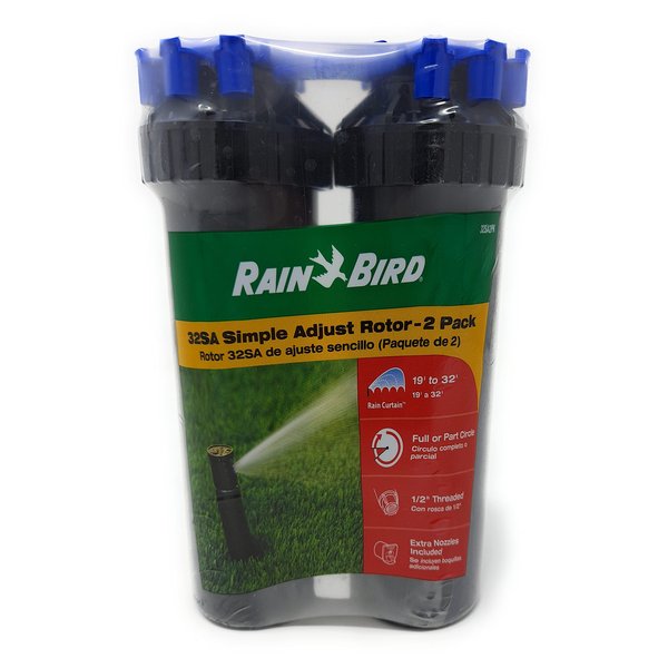 Rainbird 32sa, 2PK Gear Drive Sprinkler, and 2 Rainbird Nozzle Pack, Rotor Design Rainbird Sprinkler Heads, Rain Bird 32sa with Rainbird Nozzle Tree