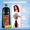 IIIMEIDU Hair Dye Shampoo 3 in 1 for Gray Hair, Herbal Ingredients Shampoo Black Hair Dye for Women Men, Grey Coverage Shampoo 500ml (Burgundy)