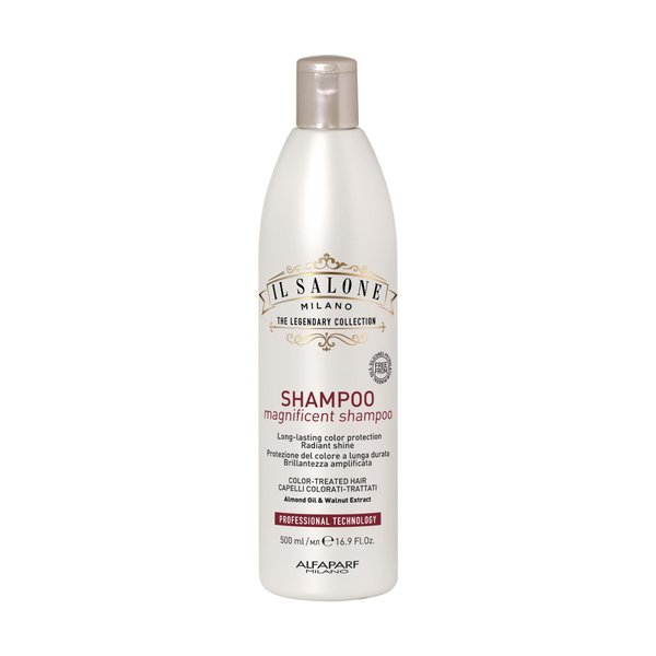 Il Salone Milano Professional Magnificent Shampoo - Color Safe Shampoo for Processed Hair - Enriched with Almond Oil for Radiant Shine - Salon-Quality Hair Care (16.9 oz / 500 ml)