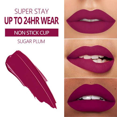 MAKI YIKA Purple Lipstick for Women Color Stay Long Lasting Lipsticks, No Smudge Plum Matte Liquid Lipstick Transferproof Cruelty-Free Lip Color |Sugar Plum