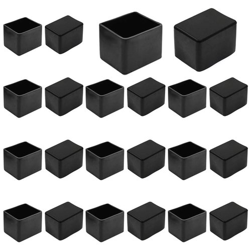 Seimneire 20pcs Rectangle Chair Leg Caps, 1.5" x 1" / 38 x 25 mm Anti-Slip Chair Leg Floor Protectors PVC Rubber Pads Furniture Table Feet Covers, Black