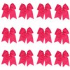 8 Inch Cheerleader Bows Ponytail Holder Solid Color Cheerleading Bows Hair Tie (Shocking Hot Pink)