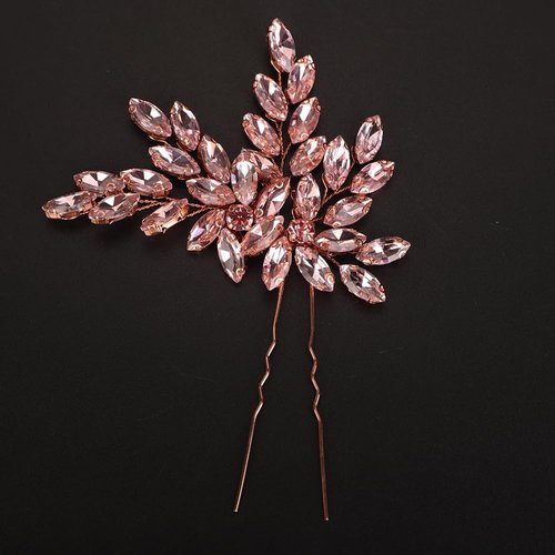 BERYUAN Bridal Teardrop Rhinestone Hair Pins Crystal Rhinestone Hair Accessories Rhinestone Bridal Hair Clips Pins Silver Gold Wedding Headpiece for Brides Bridesmaid (pink)