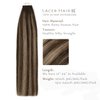 Lacer Tape Extensions Human Hair Rooted Dark Brown to Chestnut Brown Highlight Silky Straight Seamless Double Sided Tape in Extensions 18 Inch 50g 20pcs