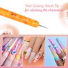 French Manicure Brush -Two Way Nail Art Brush with Dotting Manicure Tool for Manicure Cuticle Clean Up Nail Art Design- Professional Nail Salon Quality Brush, Nail Dotting Pen (10#, Orange)