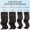 Isaic Clip in Hair Extensions, Dark Brown Hair Extensions Clip in Wavy Layered 16 inch 5PCS Synthetic Hair Extensions Invisible Lace Weft Thick Long Hairpiece for Women Daily Use