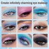 CAKAILA 18Colors Blue Purple Gray Colorful Eyeshadow Palette Makeup,Light Blue Glitter Sparkly Highly Pigmented Smoked Eye Shadow Long Lasting Waterproof Naturing-Looking Blendable for Beginners