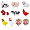 10 PCS Farm Animals Balloons, KUAOOAUK Foil Walking Animal Balloons with 7 PC Towing Ropes, Inflatable Farm Birthday Decorations for Theme Baby Shower Party Supplies (Horse Duck Pig Rooster Cow Sheep)