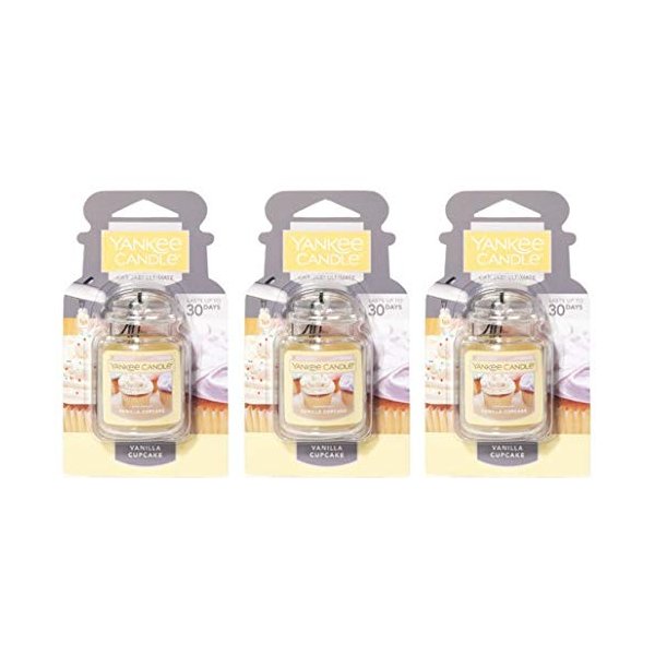 Yankee Candle 3 Pack Car Jar Fragrances. Vanilla Cupcake. Air Freshener.