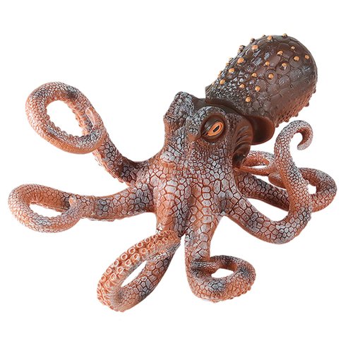 AENIMELY Solid Ocean Animal Figures for Kids, Realistic Giant Octopus and Squid Toy Models, Educational Playset for Learning and Cognitive Development(Brown)