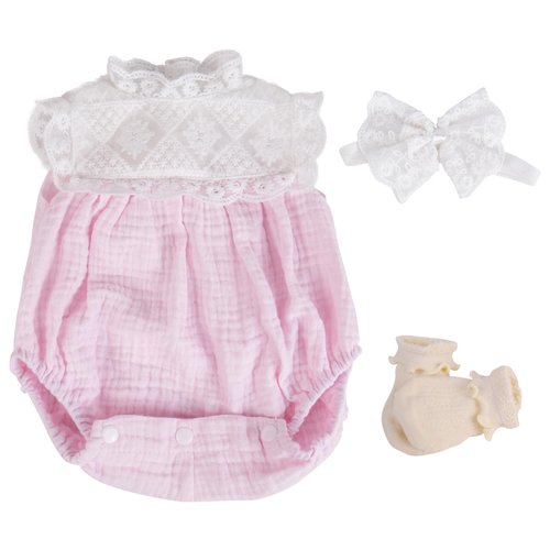 Aori Reborn Baby Dolls Clothes 20 inch Pink Outfit Lace Headband for 17-20 Inch Reborn Doll Newborn Girl
