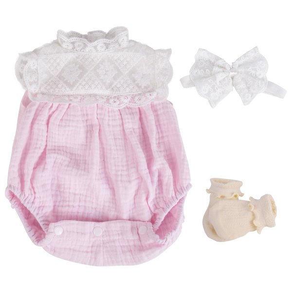 Aori Reborn Baby Dolls Clothes 20 inch Pink Outfit Lace Headband for 17-20 Inch Reborn Doll Newborn Girl