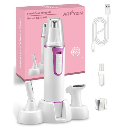 AREYZIN Nose Hair Trimmer for Women Rechargeable Eyebrow & Facial Hair Trimmer for Men, Professional Painless Nose Trimmer with IPX7 Waterproof, Dual Edge Blades for Easy Cleaning