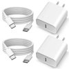 for iPhone 15/16 Charger USB C PD 3.0 25W Wall Charger 2 Pack Fast Charging Type C Charger Block with 6FT 3A Cable for iPhone 15/16 Plus Pro Max iPad 10/Pro Mini 6 Air4/5