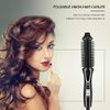 Zerone Curling Iron Brush, Ceramic Tourmaline Foldable Anion Hair Brush, Curling Iron 200C, Styling Tools Foldable Hair Brush (EU, US Plug 110-240V), 18 x 9.5 x 8cm, 351g