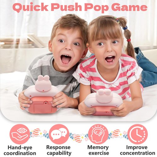 Intoypad Quick Push Pop Fidget Game Toys, Bunney Light Up Fidget Toy with 1 Min Auto-Off Electric Pop Bubble Game Controller Handheld Puzzle Sensory Toys Birthday Christmas Easter Gifts Toys for Kids