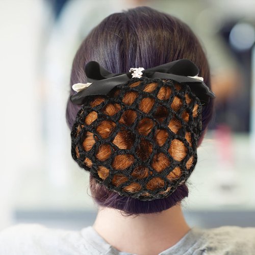 Uonlytech Hair Clip - 3pcs Bowknot Snood Net Barrette Hair Clip Bun Elastic Bowknot Decor for Wom...