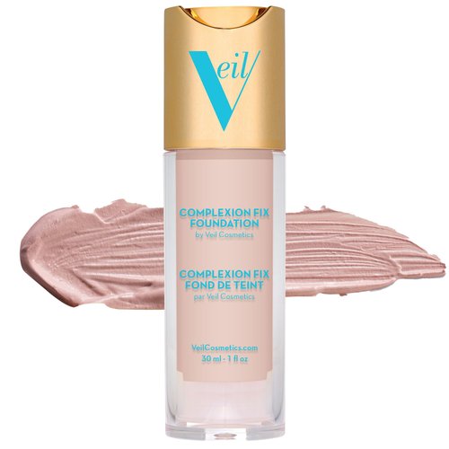 Veil Cosmetics Complexion Fix Liquid Foundation – Buildable Coverage – Water-Resistant, Hypoallergenic, Oil-Free, Cruelty-Free & Vegan – Lightweight & Brightening – Long Lasting (1P Porcelain Pink)