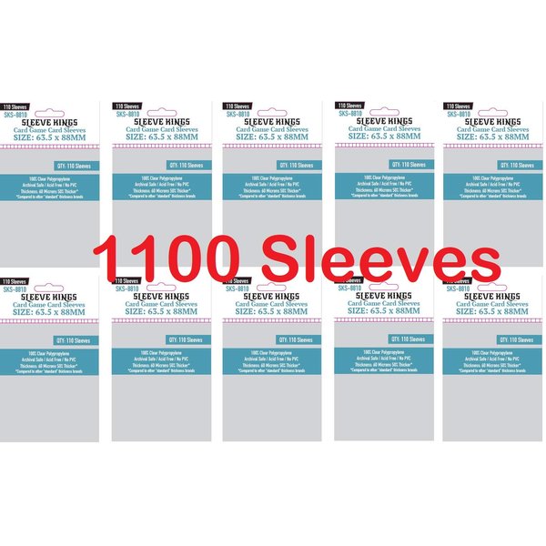 Sleeve Kings Card Game Card Sleeves 63.5 x 88 mm (10x110 Pack, 1100 Sleeves)