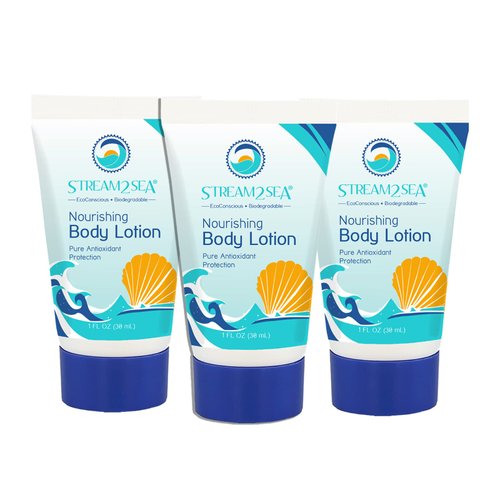 STREAM 2 SEA Nourishing Body Lotion For After Sun Dry Skin, 3 Pack 1 Fl oz Vitamin E, Squalane Re...