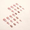 IMSOHOT Short Press on Nails Square French Faks Nails Nude Squoval False Nails Glossy Acrylic Nails Glue on Nails Glitter with Leaf Designs 24PCS
