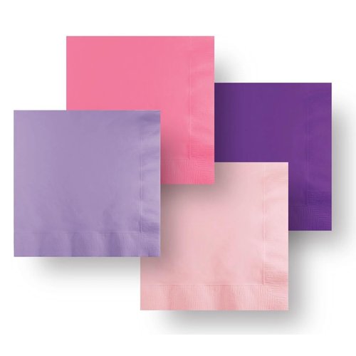 Creative Converting Pink Lavender & Purple Paper Napkins for Girl Birthday Party Supplies, Baby Shower Tableware, Beverage Size, 50ct, Standard