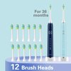 7AM2M Electric Toothbrush 2 Pack Set for Adults, 12 Replacement Brush Heads, 5 Adjustable Modes, Built-in 2-Minute Smart Timer, Fast Charge for 60 Days, IPX7 Waterproof, Navy & Light Blue