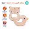 Mentari Toys - Bird &/and Kitten Teethers - 2pc Wooden Teething Toys for Babies - Natural Wood Animal Teething Ring, Chew Toy - Soothes Sore Gums - Develops Hand-Eye Coordination - Age 4m+