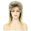 Tseses Blonde Mullet Wigs for Women 80s Shoulder Length Disco Fluffy Synthetic Hair Wig with Dark Roots for Cosplay 70s 90s Costume Wig