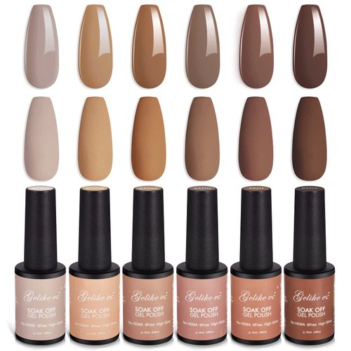 gelike ec Brown Gel Nail Polish Set, Nude Brown Gel Polish 2024 Gel Nail Polish Colors Neutral Nail Polish Kit Soak Off Gel Polish Nail Art DIY Gift for Girls Women