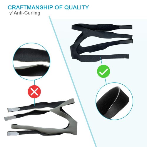 Upgraded CPAP Full Face Headgear Mask Strap Replacement Non-Strachy Durable Design Universal Fit for Respironics Resmed Full Face Mask (2 Packs/Black)